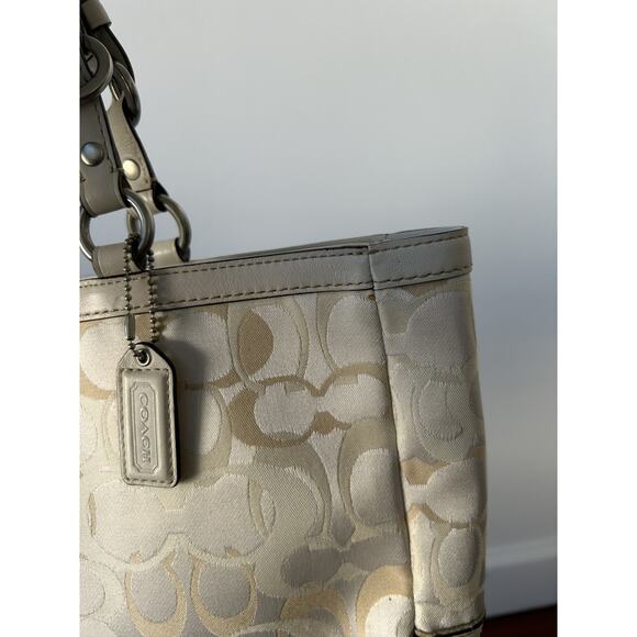 Rare Y2K Coach Signature Jacquard Suede Leather Tote Handbag Shoulder Bag 10146 - Picture 6 of 10